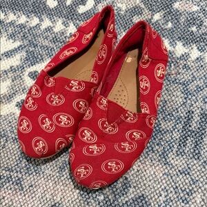SF49ers Ladies Canvas Shoes Women's Red Logo Slip-On Flats